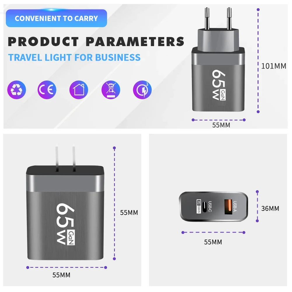 NomadDesk™ 65W GaN Ultra-Compact Power Adapter